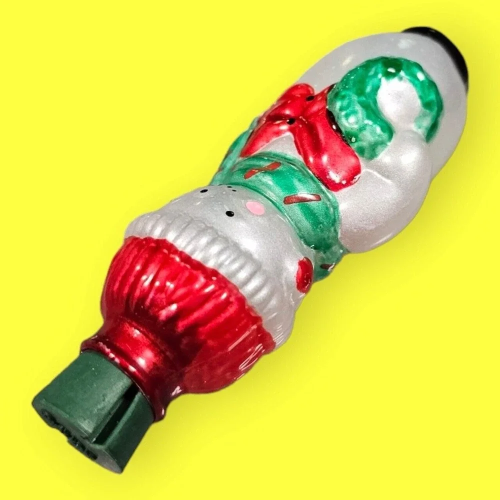 Vintage Avon Glass Light Cover SNOWMAN Miniature Lights Ornament in Original Box